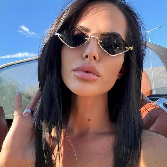 Trendy Semi-Rimless Sun Glasses - Picture 2 of 6